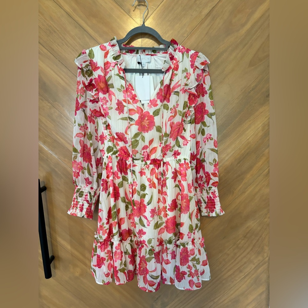 Sugarlips Vibrant Floral Mid-Length Sleeve Dress